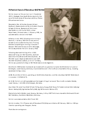 A preview of a PDF biography for O'Donohue, Patrick Francis